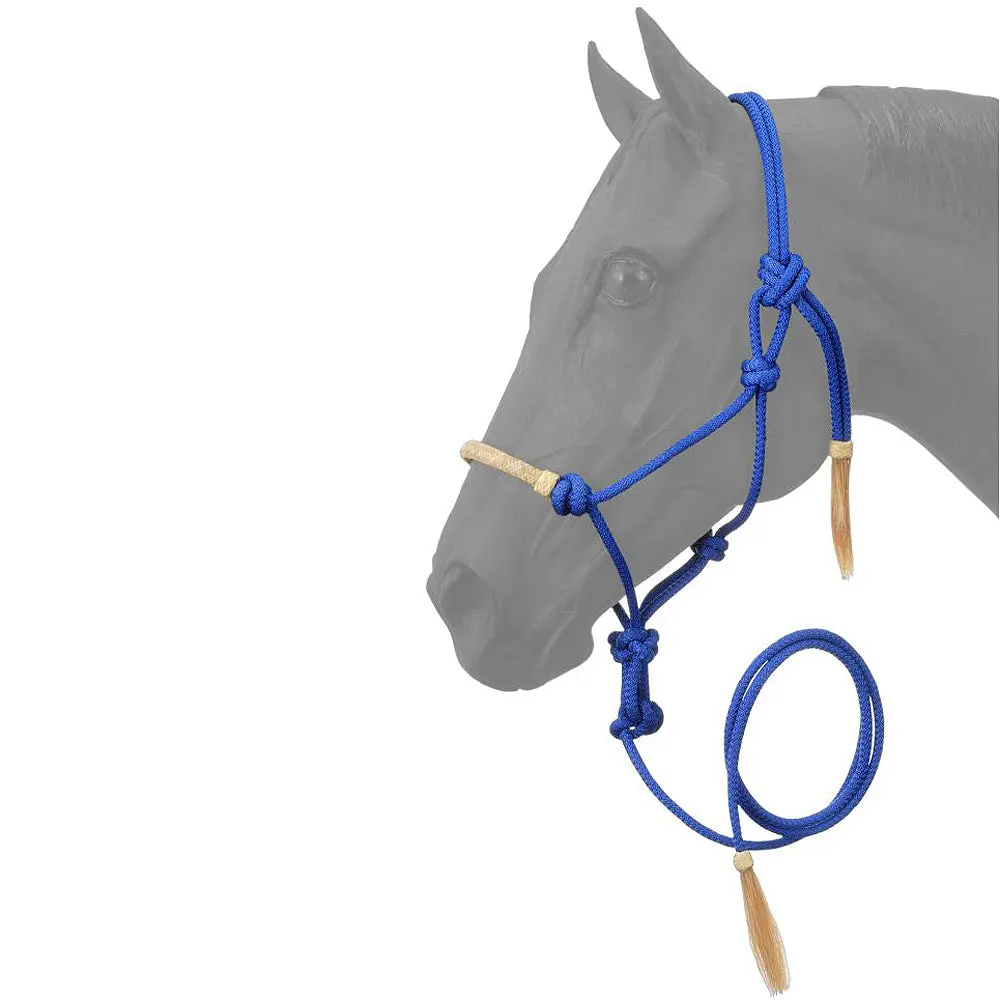 Royal Blue Tough-1 Horse Size Rawhide Noseband Poly Nylon Rope Halter W/ Lead 1