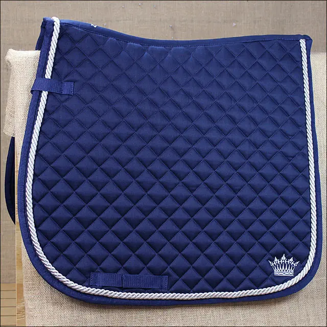 Full Size Horze Silver Cord All Purpose Horse Cotton Saddle Pad Dark Blue 1