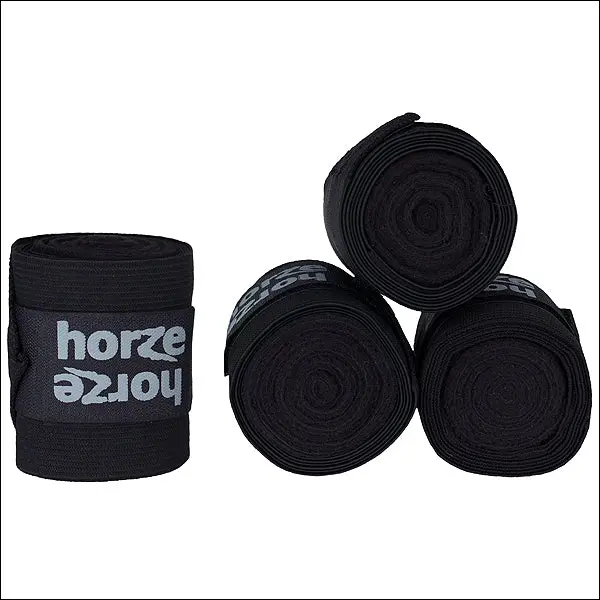 Black Horze Nest Elastic Polar Fleece Leg Wrap Bandage Set Of4 Horse 1