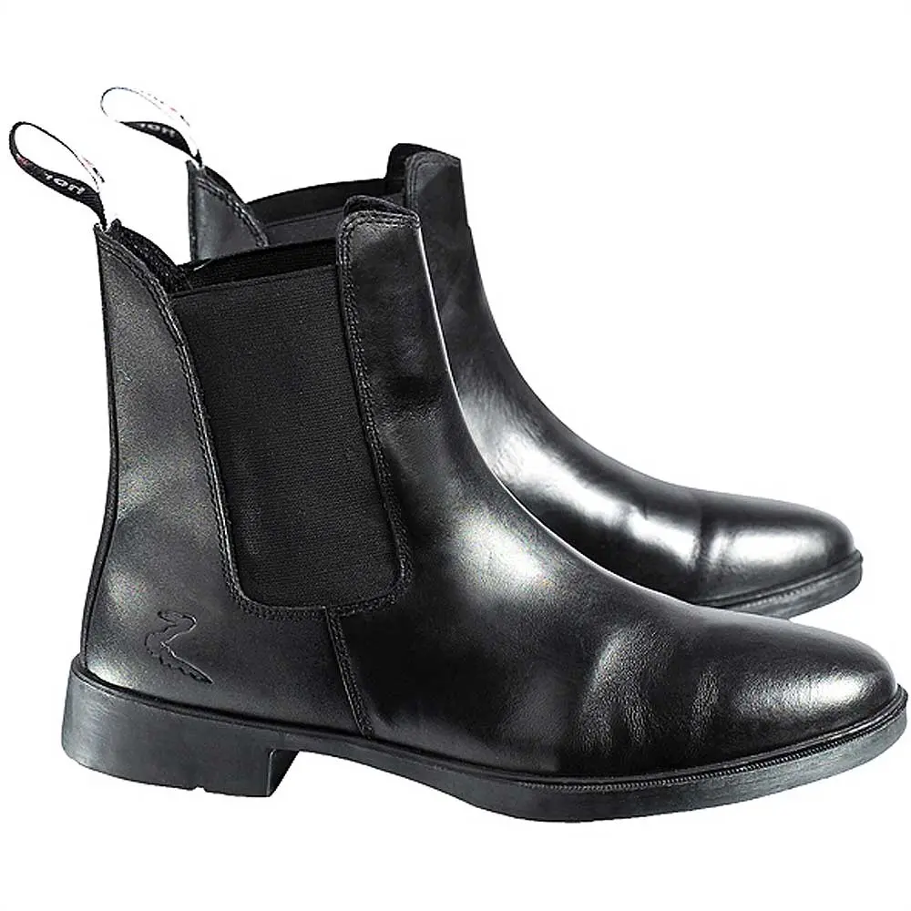 Horze Signature Pull-On Paddock Boots Pu Leather Cambrelle Lining Elastic Sides 1