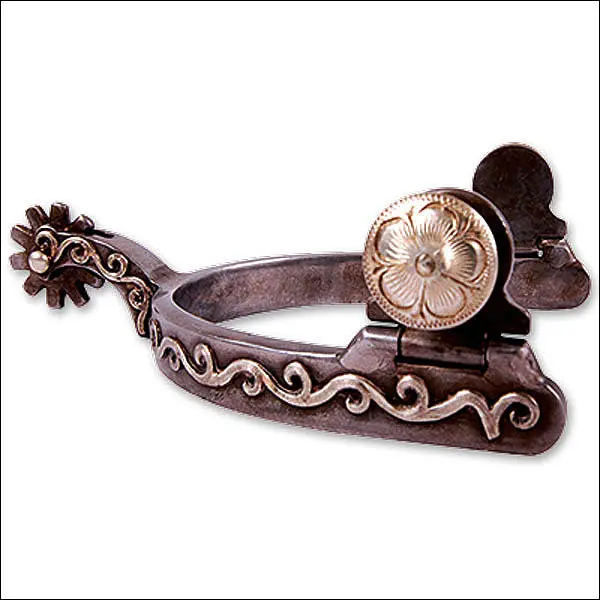 Scroll Medium Size Classic Equine Horse Tack German Silver Flower Design Spur 1