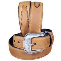 3D Brown Men's Basic Leather Belt Removable Buckle 1