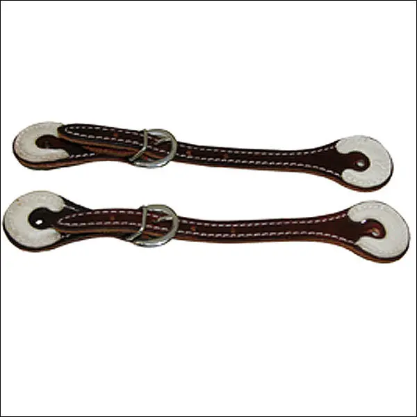 Hilason Burgundy Leather Spur Straps 1 Ply Stitched Skirt Rawhide Trim 1
