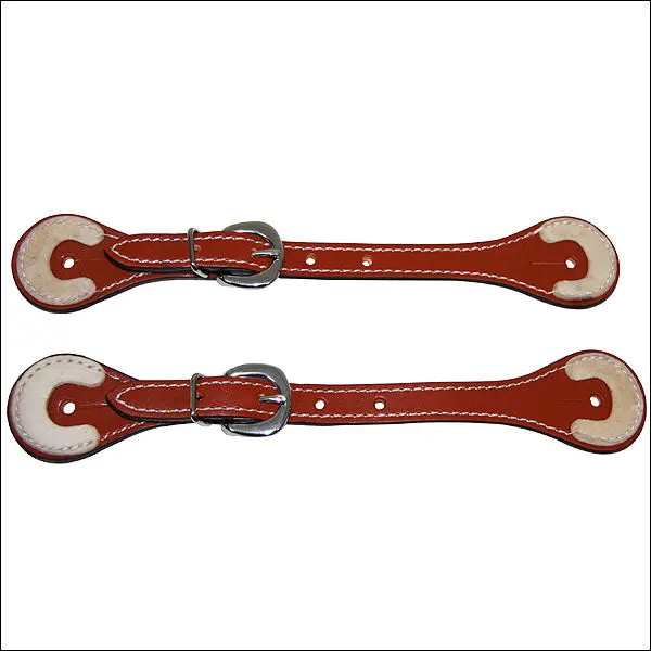 Hilason Russet Leather Spur Straps 1 Ply Stitched Skirting Rawhide Trim 1