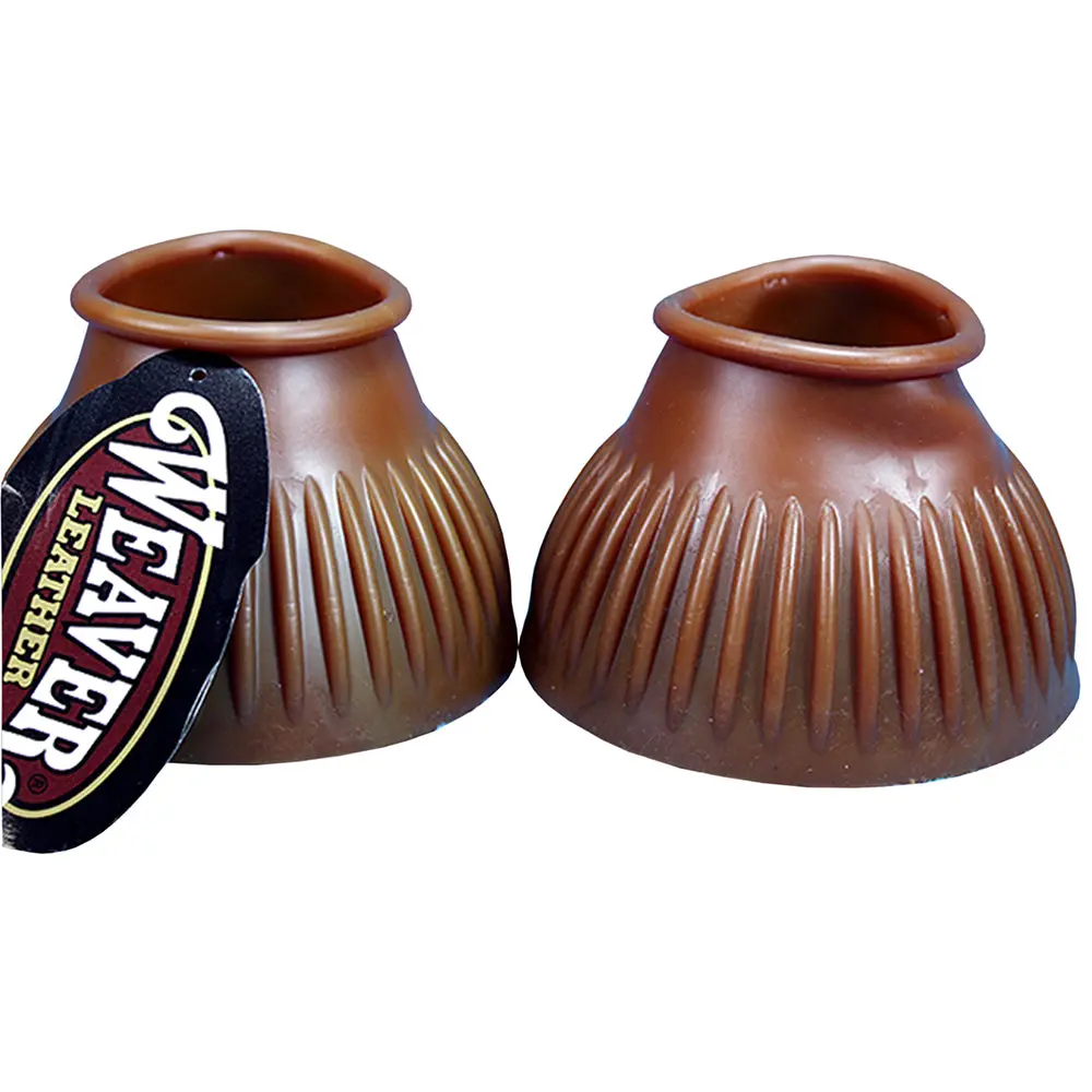 Weaver Medium Natural Gum Rubber Horse Leg Bell Boots Western Tack 1