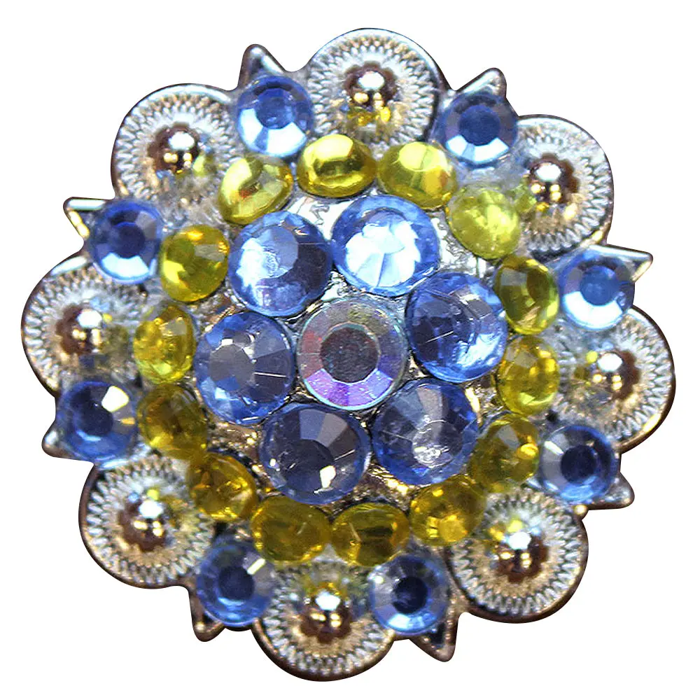 Hilason Screw Back Concho Purple Lemon Crystals 1-1/4In Saddle Crystal Ab, Aqua Marine And | Bling 1