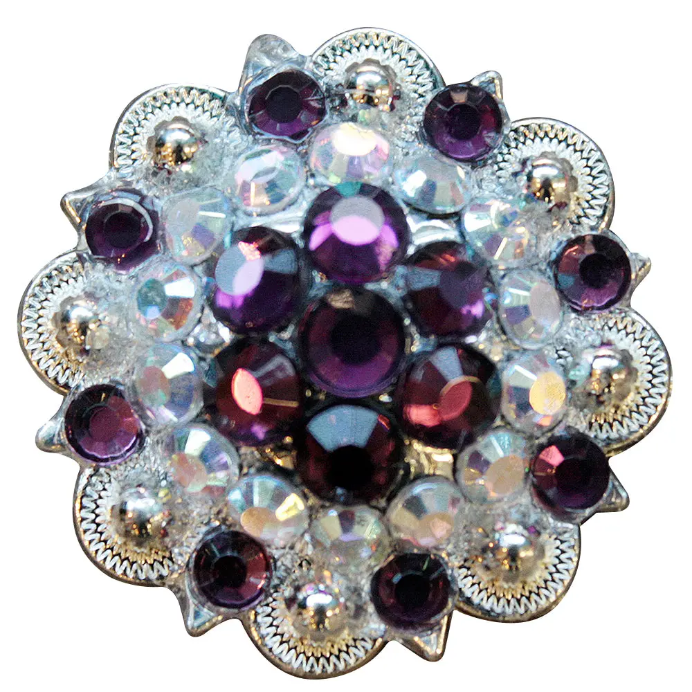 Hilason Western Screw Back Concho Amethyst Ab Crystal Berry Saddle And Color | Bridle Conchos Slotted 1