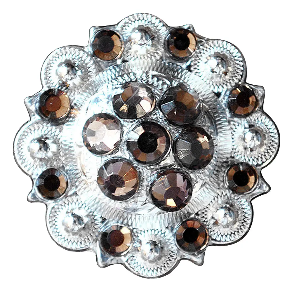 Hilason Brown Crystal Berry Headstall Saddle Bling Cowgirl| Slotted Conchos | Leather Screw Back 1