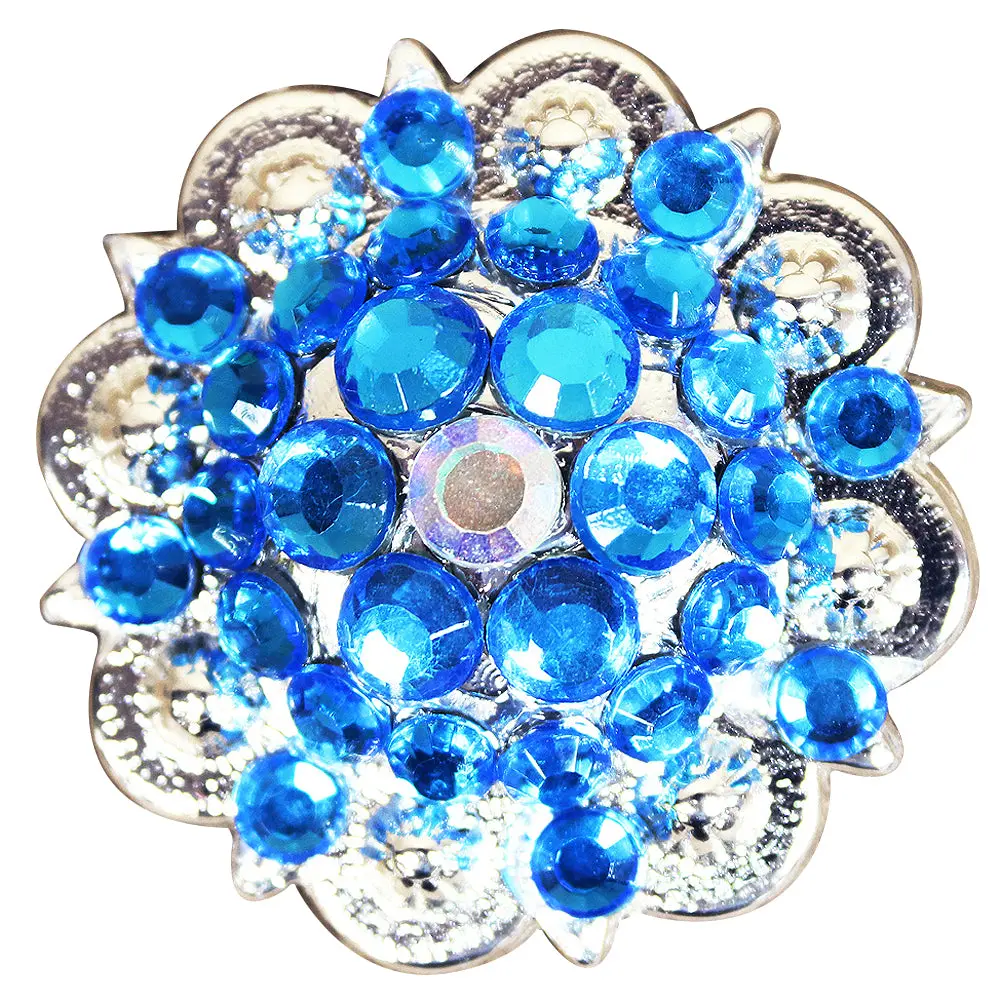 Hilason Western Screw Back Concho Capri Blue Ab Crystal Saddle And Color | Slotted Conchos 1