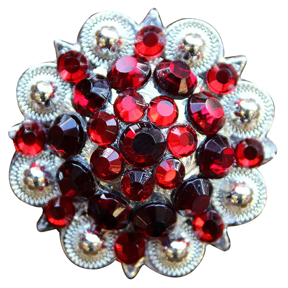 Hilason Pink Red Crystal 1-1/4In. Berry Concho Rhinestone Tack Saddle | Slotted Conchos Leather Screw Back 1