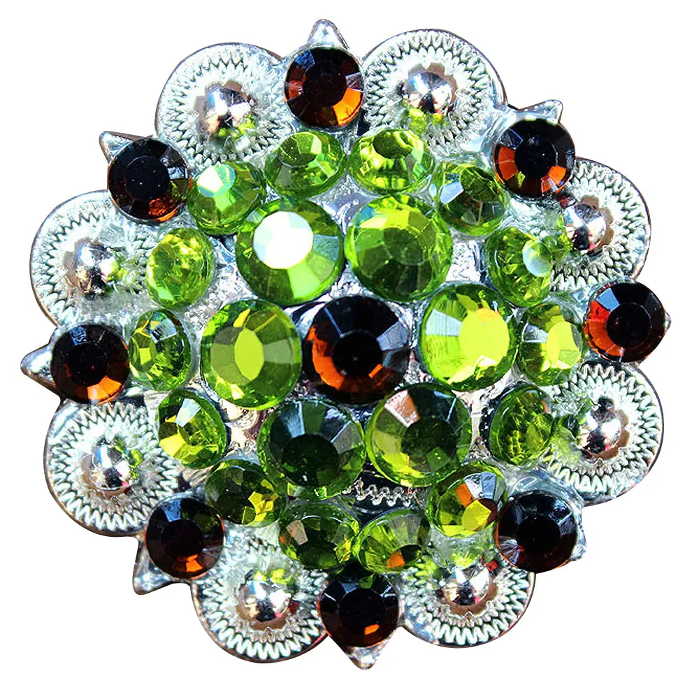 Hilason Western Screw Back Concho Green Brown Crystal Saddle Peridot And Smoked Topaz Color | Slotted Conchos 1
