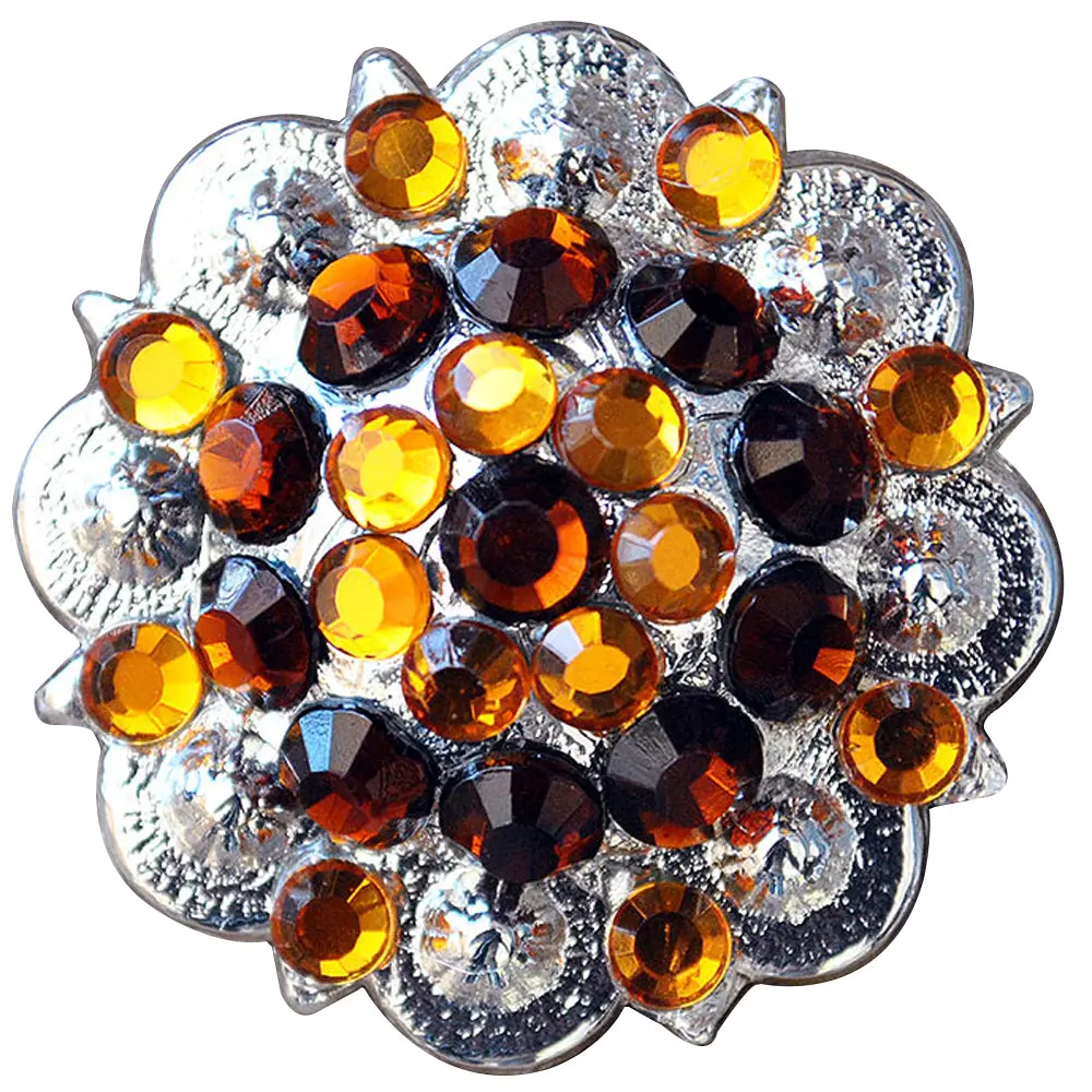 Hilason Berry Concho Rhinestone Saddle Tack Cowgirl Brown Color | Western Belt Slotted Conchos 1