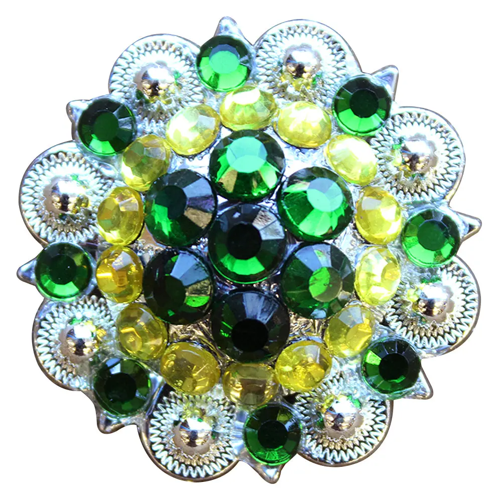 Hilason Western Screw Back Concho Green Crystal Saddle Cowgirl Olivine And Peridot Color | Bridle Conchos Slotted 1