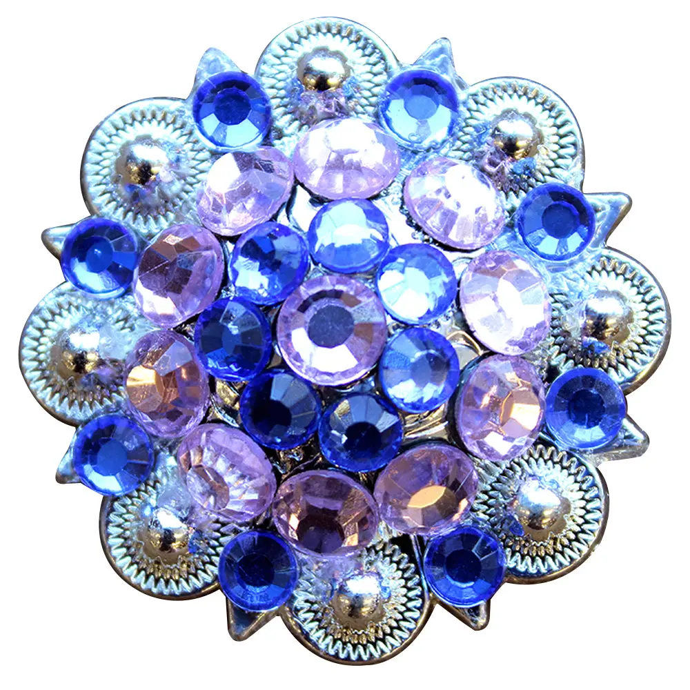 Hilason Western Screw Back Concho Rose Sapphire Crystals Saddle Rose, Color | Belt Slotted Conchos 1