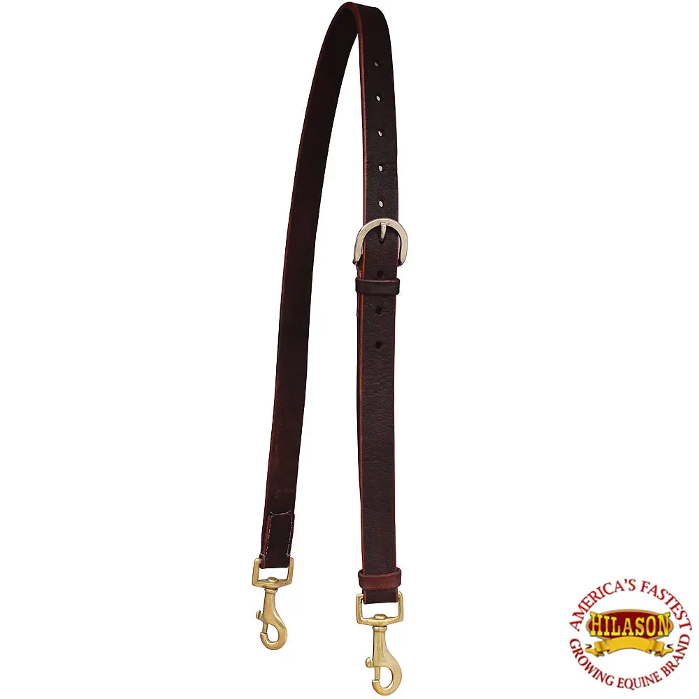 46" Hilason Western Horse Roping Tie Down Strap Brass Snaps Dark Brown 1