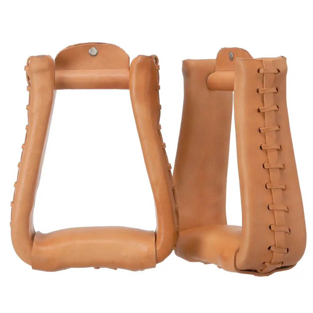 Tough-1 Light Oil Leather Royal King Deep Roper Horse Saddle Stirrups 1