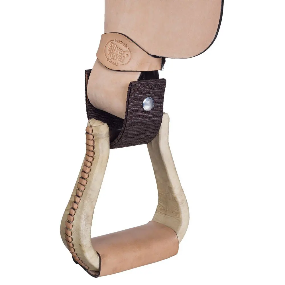 Tough-1 Brown Durable Nylon And Leather 2-1/2 Inch Saddle Stirrup Turner Strap 1