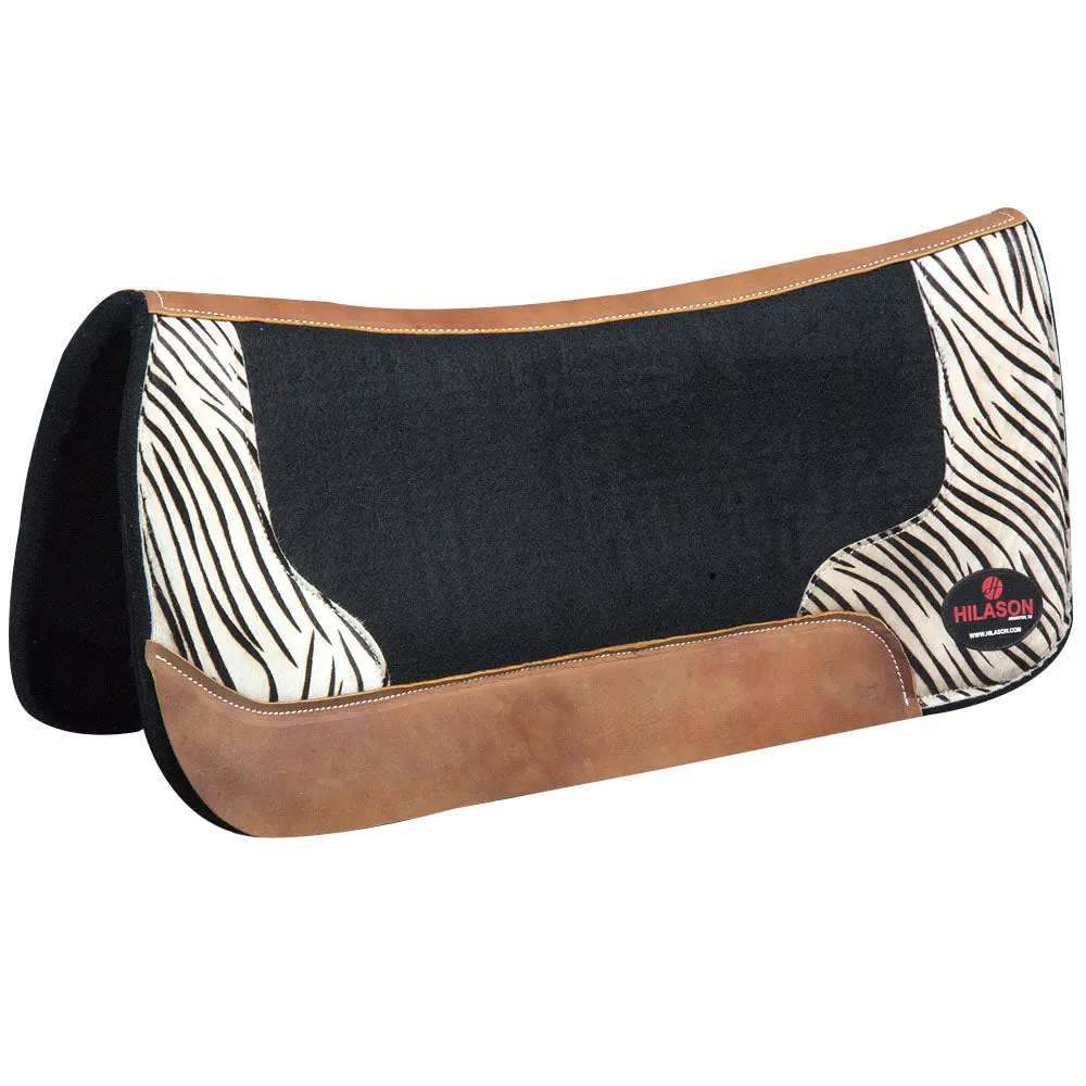 Hilason Western Wool Felt Horse Saddle Pad W/ Distressed Wear Leather | For Horses 1