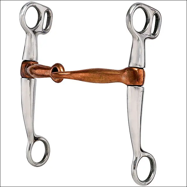 Hilason Chrome Plated Malleable Iron Breaking Horse Bit Copper Snaffle Mouth 1