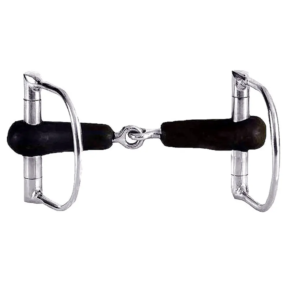 Hilason Stainless Steel Snaffle Horse Bit Cheek Piece Racing Dee Rubber Coverd 1
