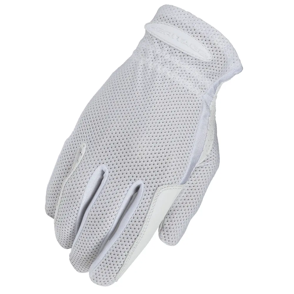 Heritage Pro Flow Summer Show Horse Riding Cool Max Glove White 1