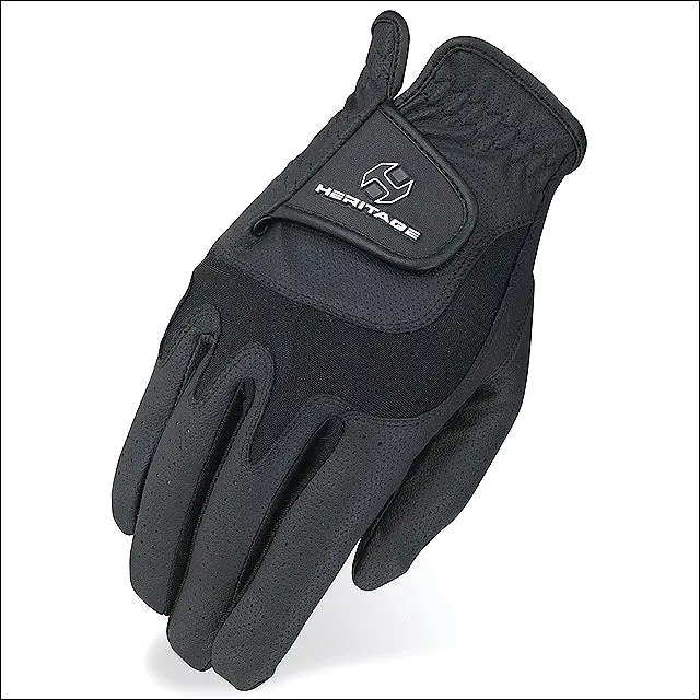 12 Size Heritage Elite Show Horse Stretchable Riding Gloves Black 1
