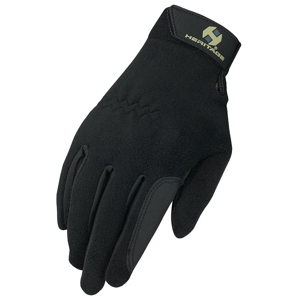 05 Size Heritage Performance Fleece Horse Stretchable Riding Gloves Black 1