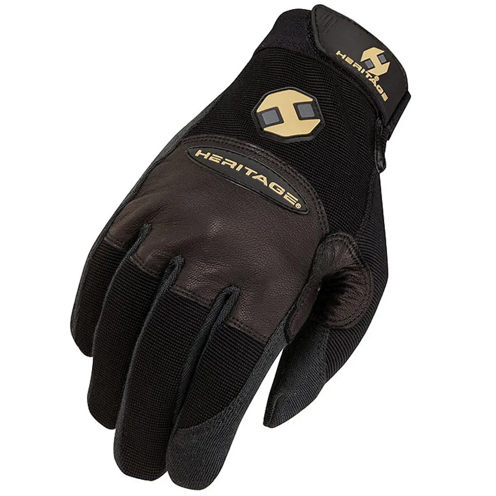 08 Size Heritage Champion Roping Horse Stretchable Riding Gloves Black 1