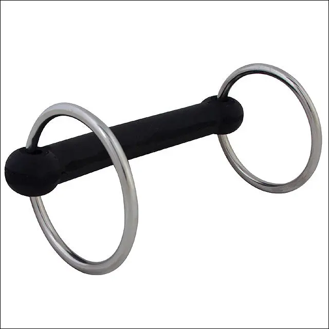 Hilason Stainless Steel Rings Flexible Rubber 5-1/4" Mullen Mouth Horse Bit 1