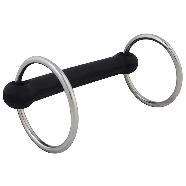 Hilason Stainless Steel 2.5" Ring, 5/8" Flexible Rubber 5-1/2" Mullen Mouth 1