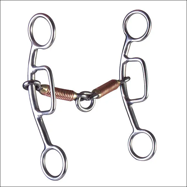 5-1/8 In Hilason Stainless Steel Sliding Horse Gag Bit 3-Pc Mouth/Copper Wrapped 1
