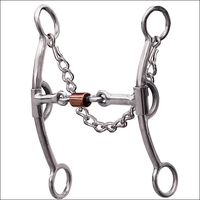 6.75" Professional Choice Derby Horse Bit 3 Piece Smooth Dog-Bone Mouthpiece 1