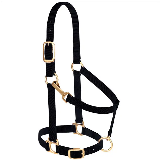 Weaver Black Nylon Basic Adjustable Chin And Throat Snap Horse Halter 1