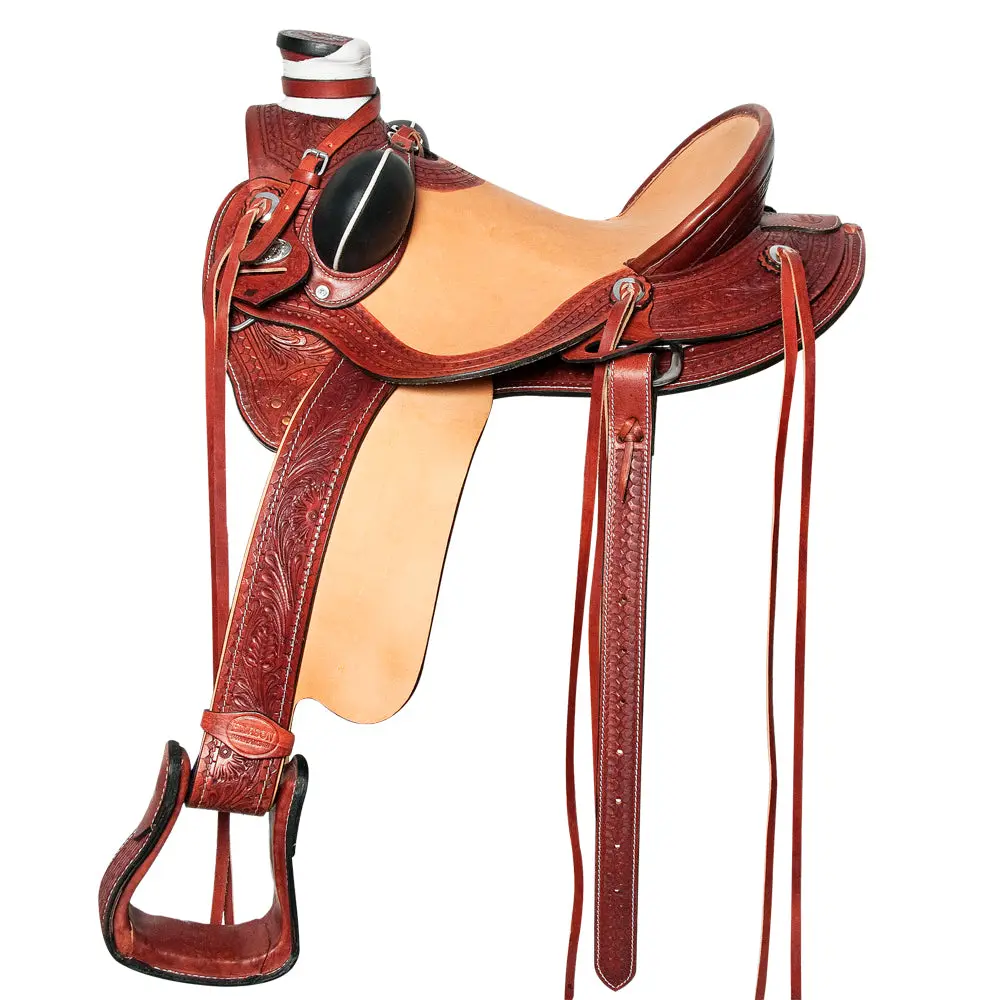 Hilason Western Horse Wade Saddle Leather Ranch Roping Mahogany | Hand Tooled & For Horses 1