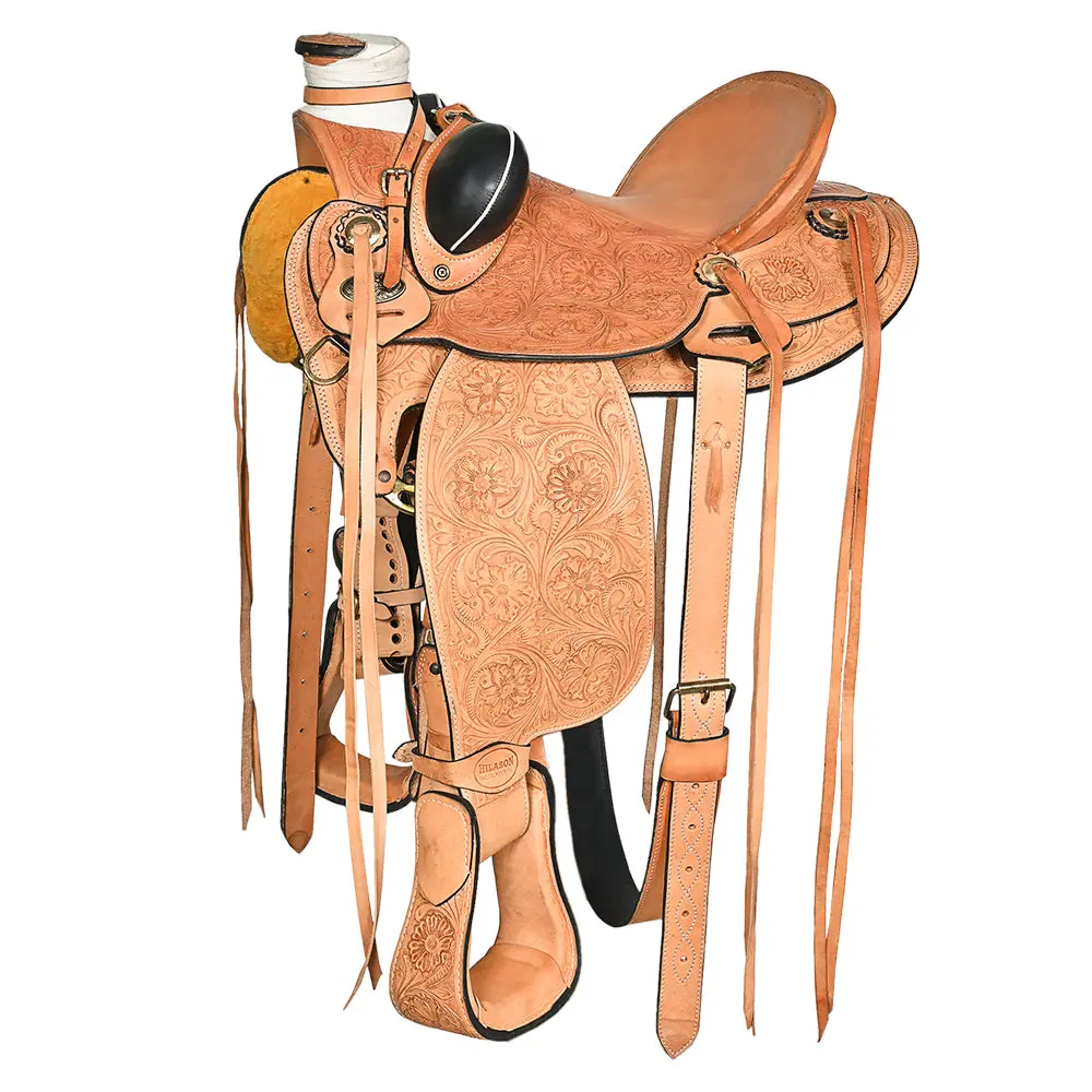 Hilason Western Horse Wade Saddle American Leather Ranch Roping | Hand Tooled & For Horses 1
