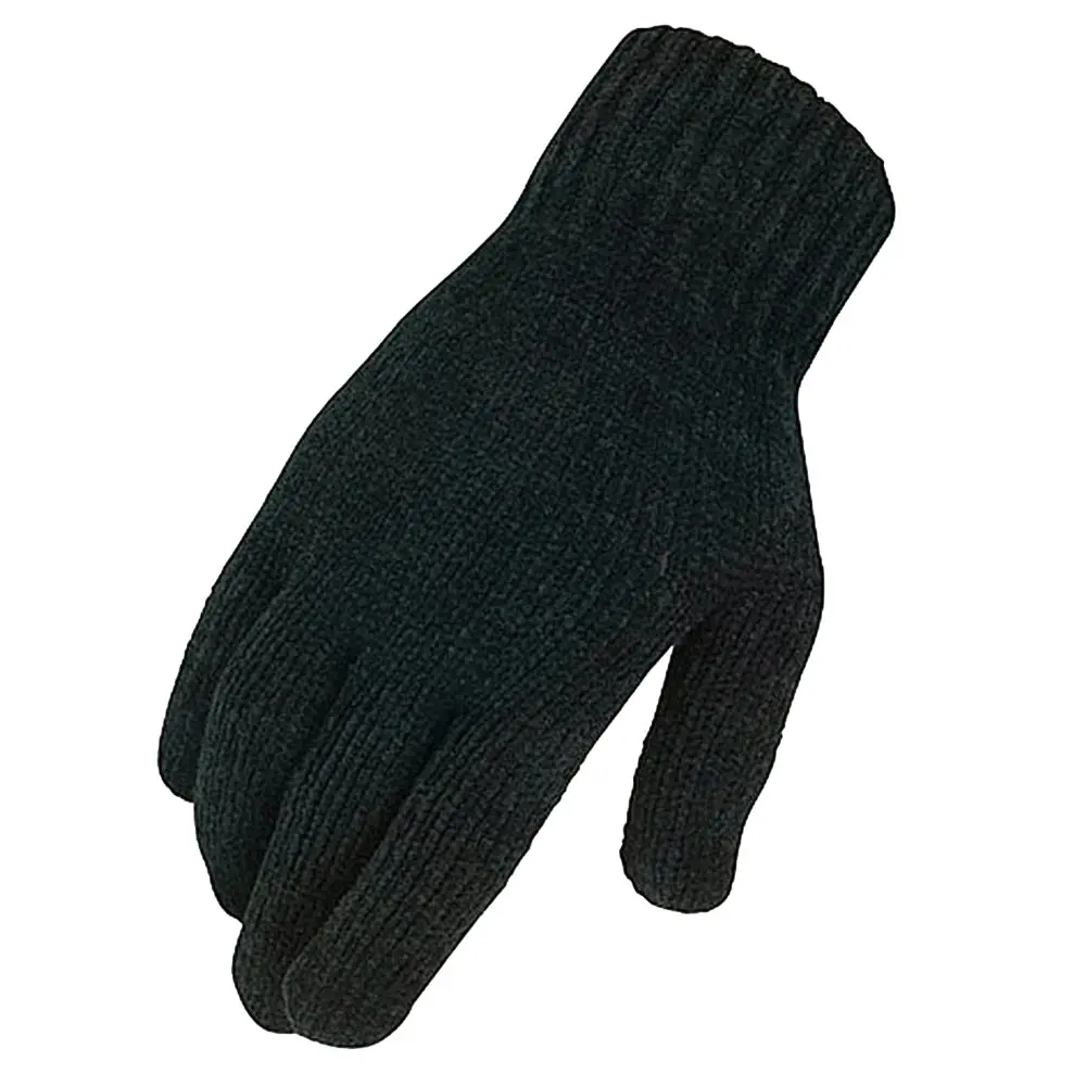 05 Size Heritage Chenille Knit Horse Stretchable Riding Gloves Black 1