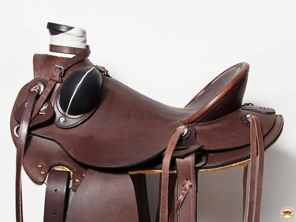Hilason Western Horse Wade Saddle American Leather Ranch Roping Dark Brown | Hand Tooled & For Horses 2