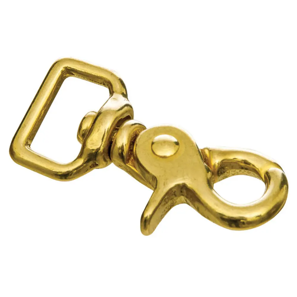 Hilason 1" X 2-1/2" Solid Brass Trigger Snap | Heavy Duty Square Eye Horse Tack 1