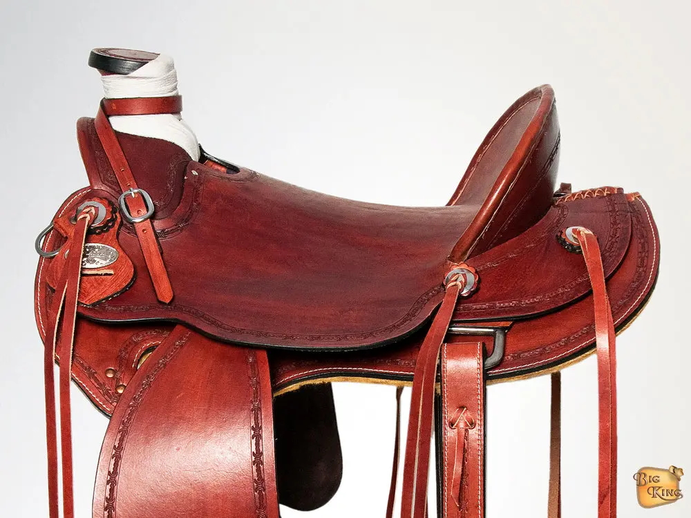 Hilason Western Horse Wade Saddle American Leather Ranch Roping Mahogany | Hand Tooled & For Horses 2