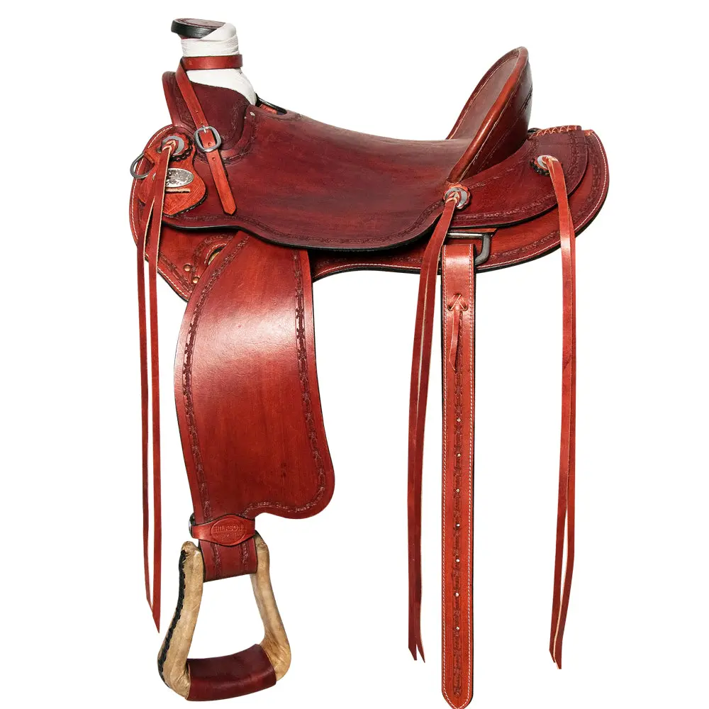 Hilason Western Horse Wade Saddle American Leather Ranch Roping Mahogany | Hand Tooled & For Horses 1