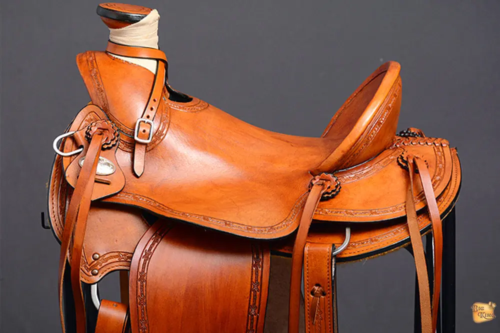 Hilason Western Horse Wade Saddle American Leather Ranch Roping Tan | Hand Tooled & For Horses 2