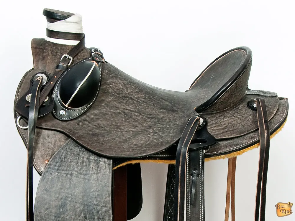 Hilason Western Horse Wade Saddle American Leather Ranch Roping Antique Black | Hand Tooled & For Horses 2