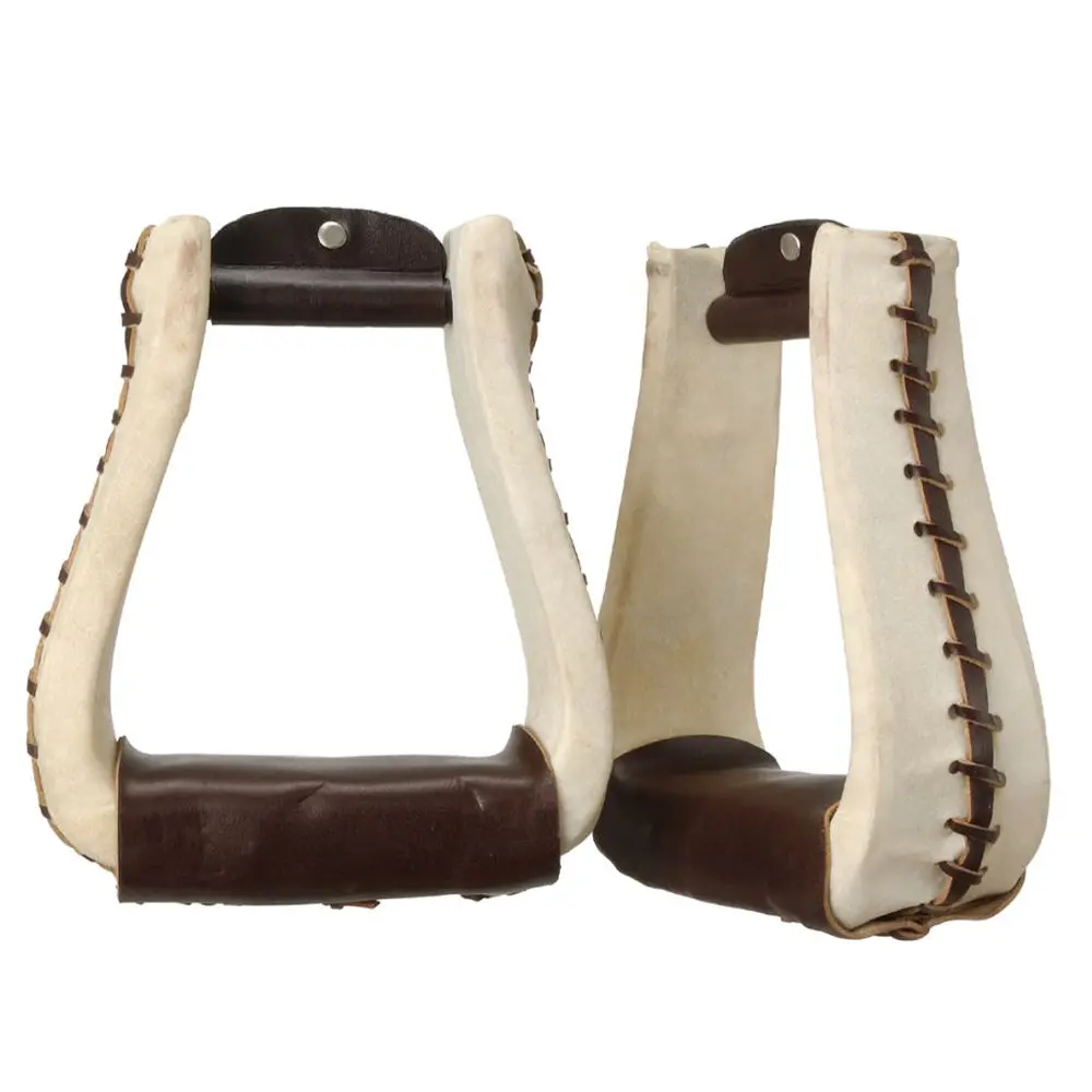 Tough 1 Horse Tack Royal King Rawhide Covered Deep Roper Stirrups Oil 1