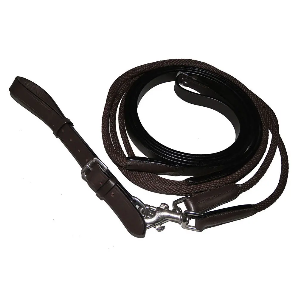 Henri De Rivel Advantage Draw Reins - Rounded Nylon / Leather Snap 1