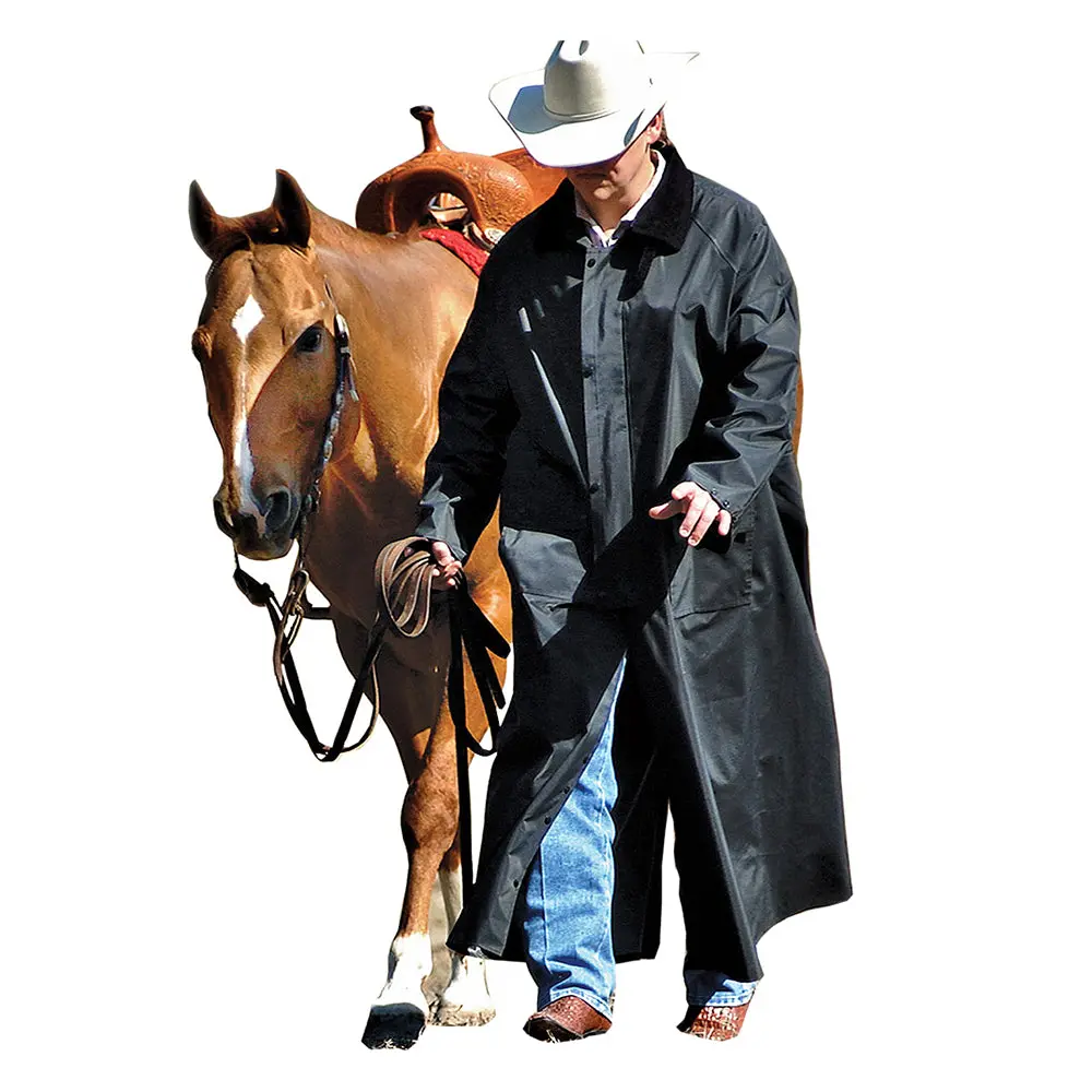 Pvc Saddle Slicker M& F Western Adult Black Weatherproof Detachable Hood 1
