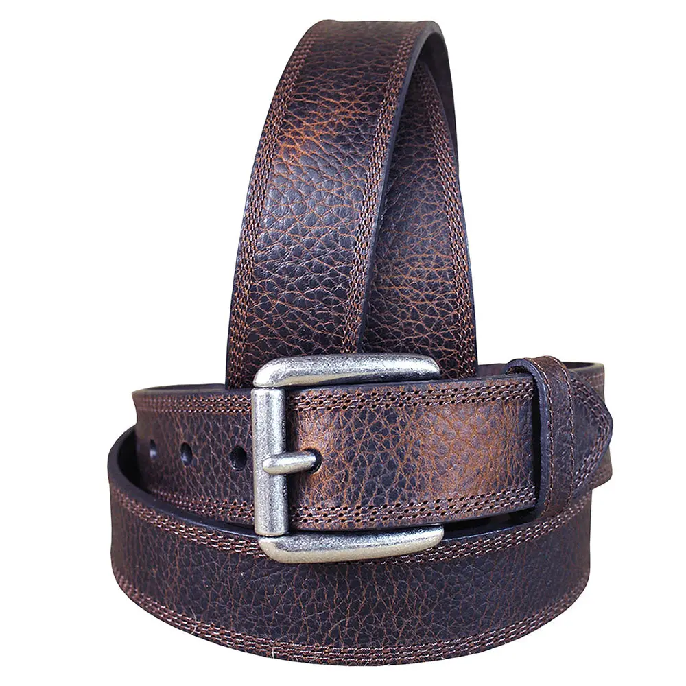 M&F Western Leather Belt Ariat Working Men Textured Triple Stitched Brown 5