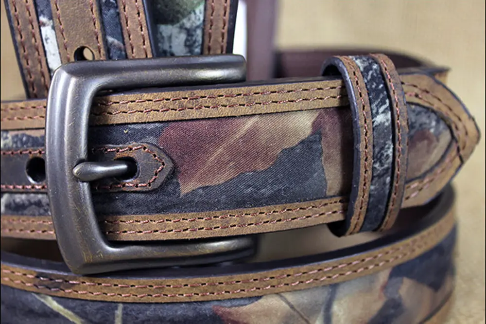 34 Inch M&F Western Tack Nocona Mossy Oak Brown Leather Mens Belt 2
