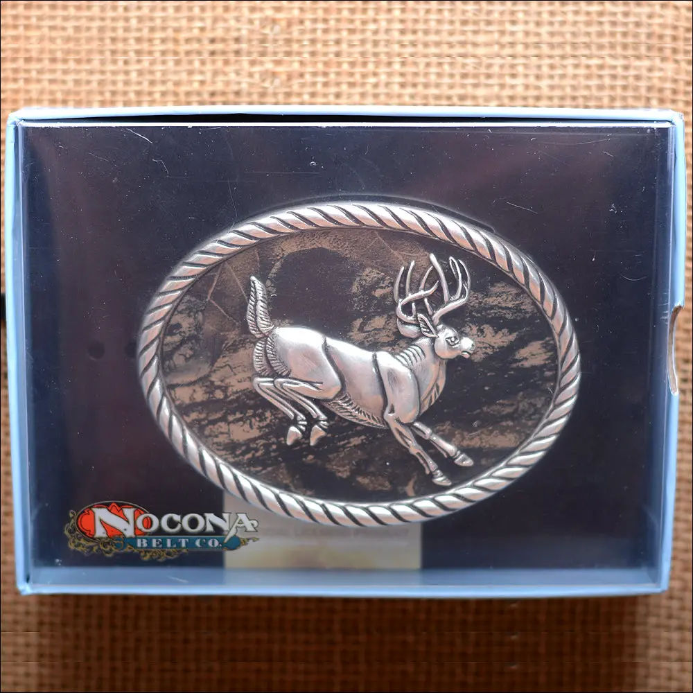 M&F Western Nocona Mossy Oak Jumping Buck Oval Belt Buckle 1