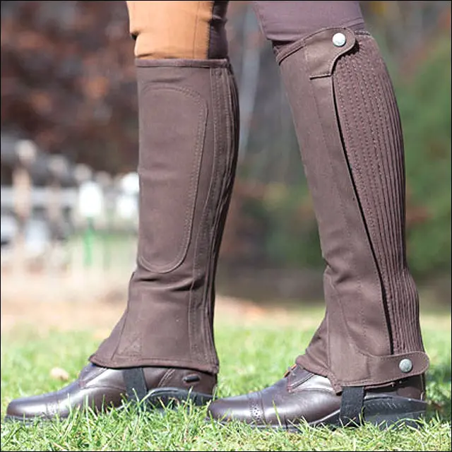 Shires Kids Plain Half Chaps Washable Amara Suede Elastic Calf Panel & Inner Pad 1