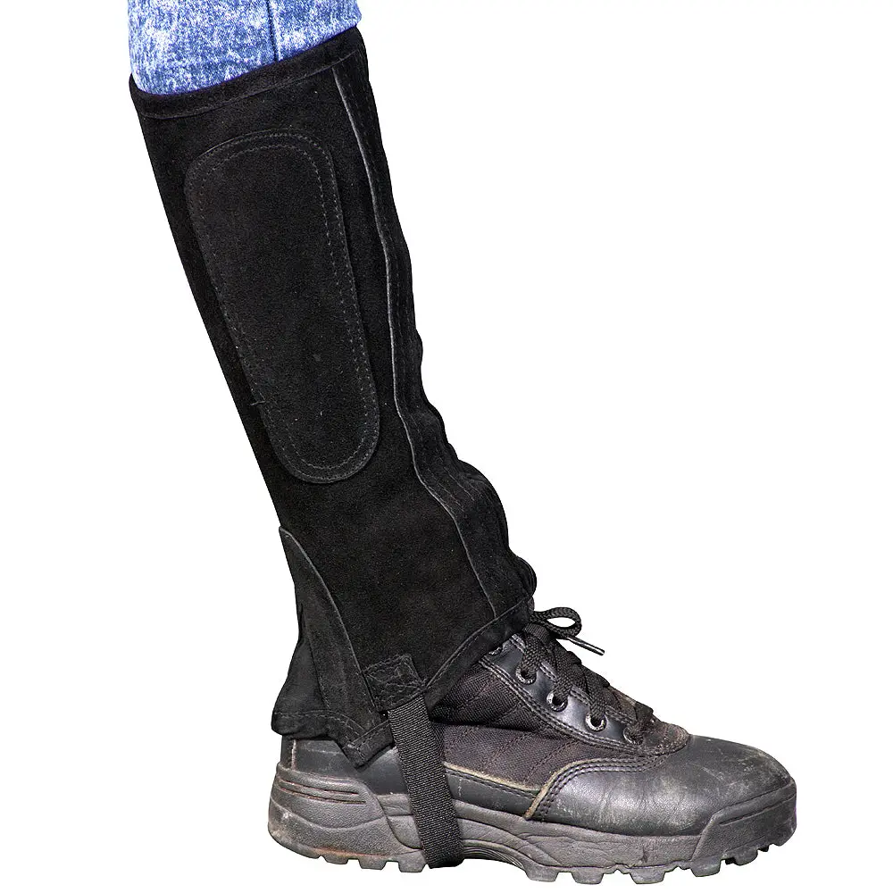 Lrg Tall Shires Equestrian Children Suede Half Chaps Elastic Calf Strap Black 1